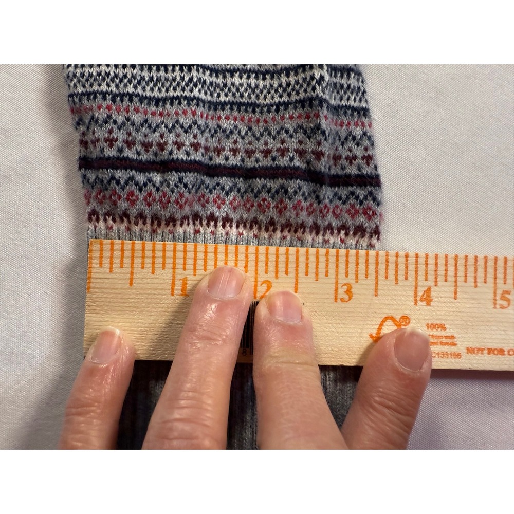 L.L.Bean Fair Isle Turtleneck Sweater Women Size L Gray Pink Blue Pattern Cotton - Picture 12 of 14